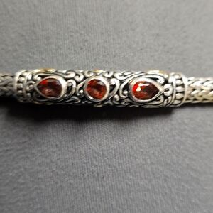 Samuel Benham BJC Sterling Silver 14k Gold Gemstone Cable Bracelet